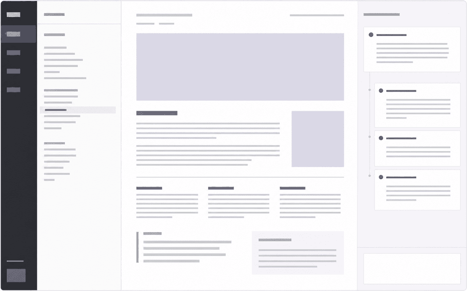 Interface monochrome d’une plateforme éditoriale structurée